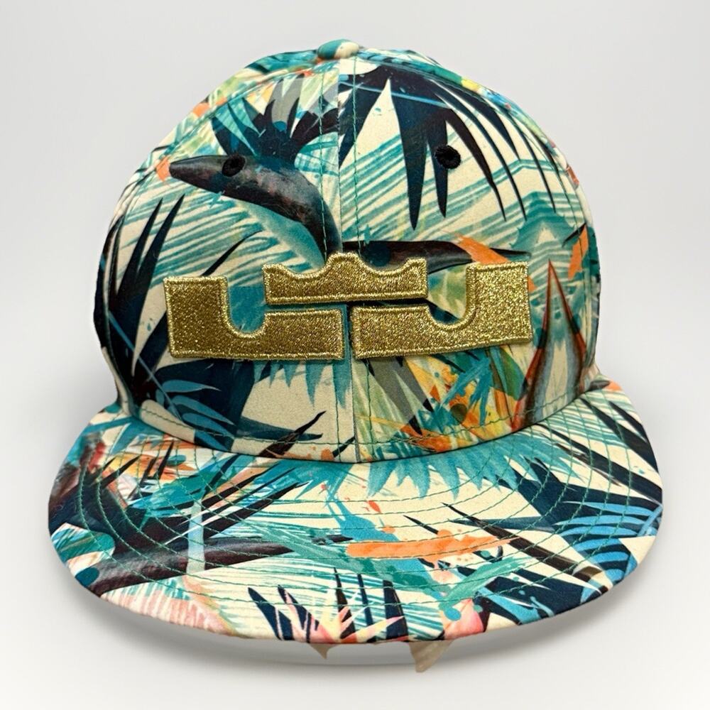 Nike True Mens Floral Print Gold Lebron James X 10 Championship Snapback Hat Cap